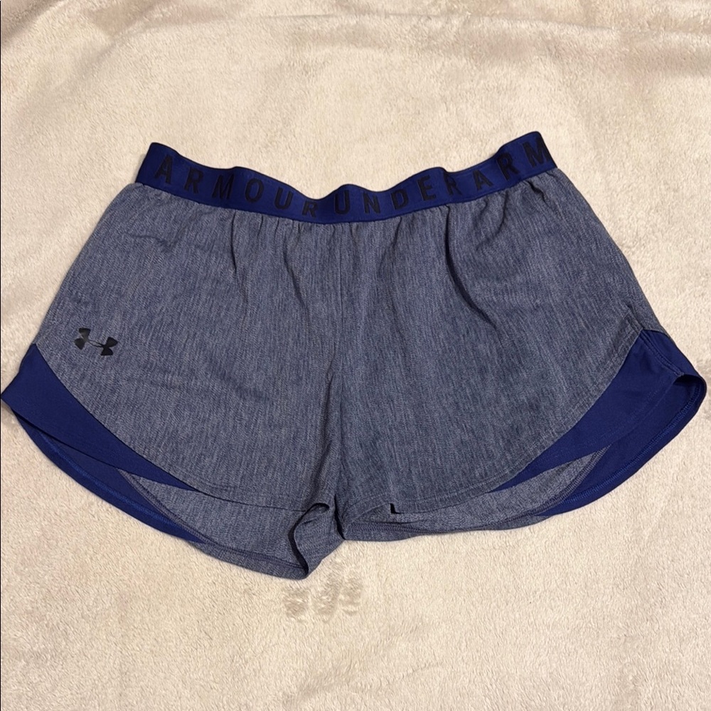 Under Armour Blue Athletic Shorts Dual-Layer Design